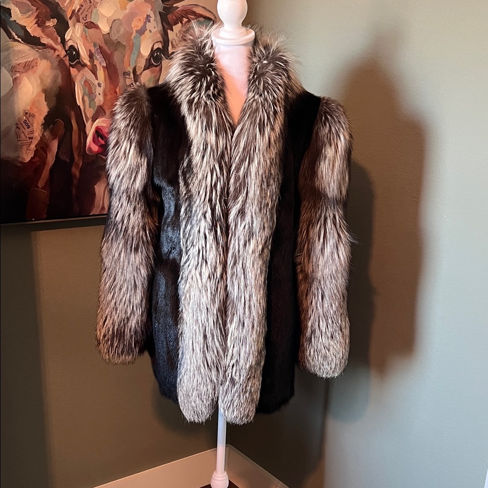 Women's Mink and Fox  Fur Coat